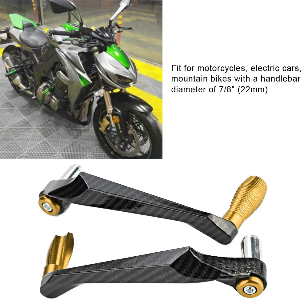 Paraleve Moto, Universale 7/8 Pollici in Lega di Alluminio Manubrio Freno Frizione Protezione Mano Leva Moto(Oro)