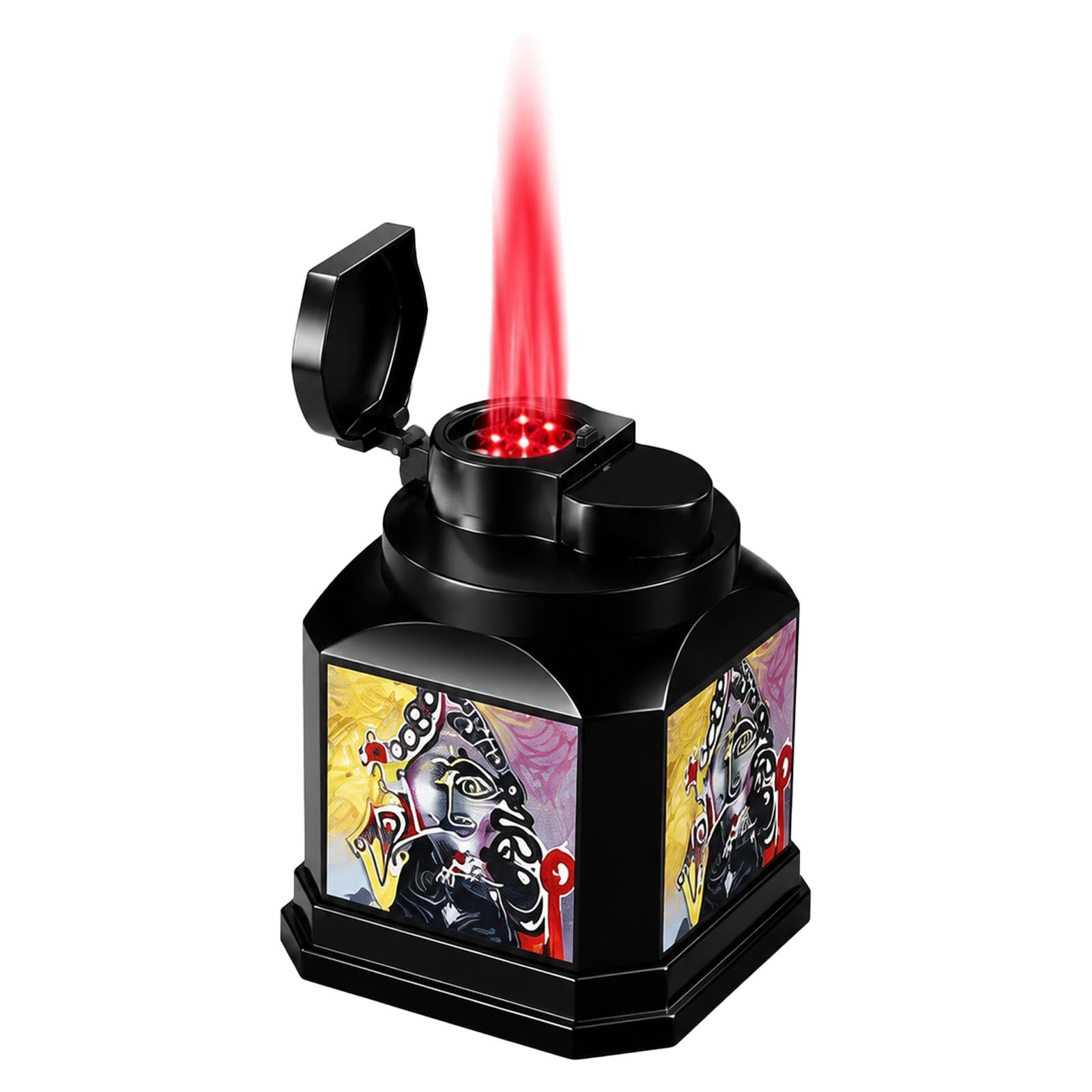 Encendedor de butano de 4 chorros con llama roja potente y recargable para cocina