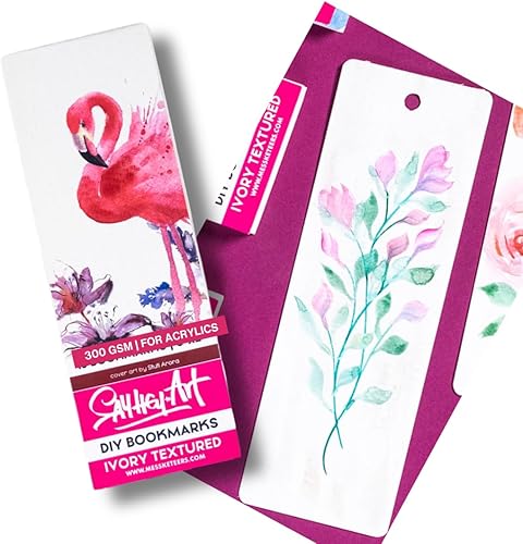 Miniatura 5 de Marcapáginas texturizadas marfil de 300 GSM para acrílicos y tintas, y bellas artes - para artistas profesionales (paquete de 2)