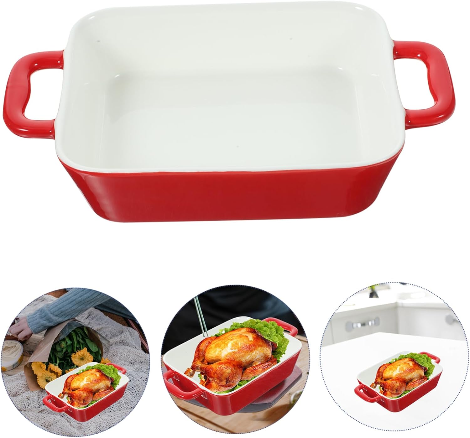 Unomor Baking Pan Ceramic Food Plate Individual Dishes Microwave Oven Bakeware