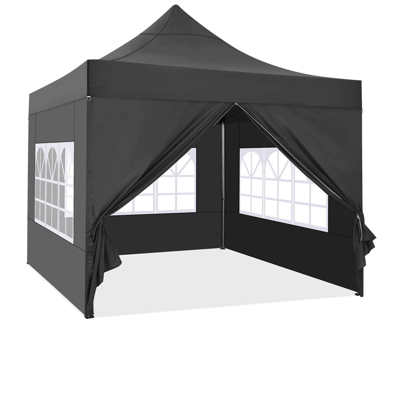 COBIZI Pavillon 3x3 Wasserdicht Stabil Winterfest mit 4 Seitenwand,Schwarz | Pop Up Zelt Faltpavillon,Sonnenschutz Pavillion Klappbar Zelte,Gartenparty Strand Hochzeit,Pavilion Faltbar mit Tasche Rollen