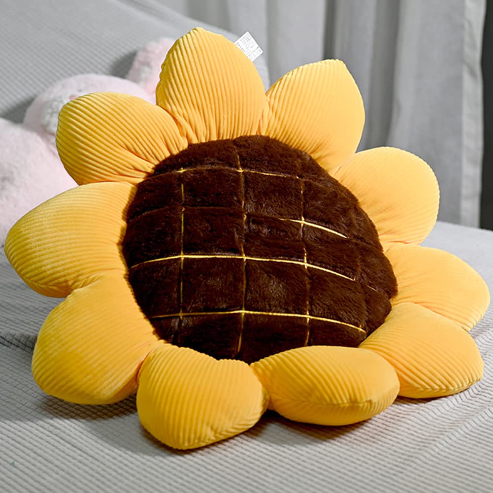 BYNYXI Sonnenblumenkissen, 68cm Bodenkissen für Kinder Sofa Stuhlkissen Sonnen Kissen Blumenform Rund Blumenkissen Baby Dekokissen für Kinderzimmer Sitzkissen Weiche Plüschkissen,38cm/48cm/68cm