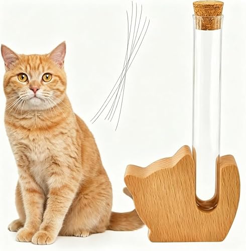 Support pour moustache de chat, vases en verre transparent avec base en bois, bo