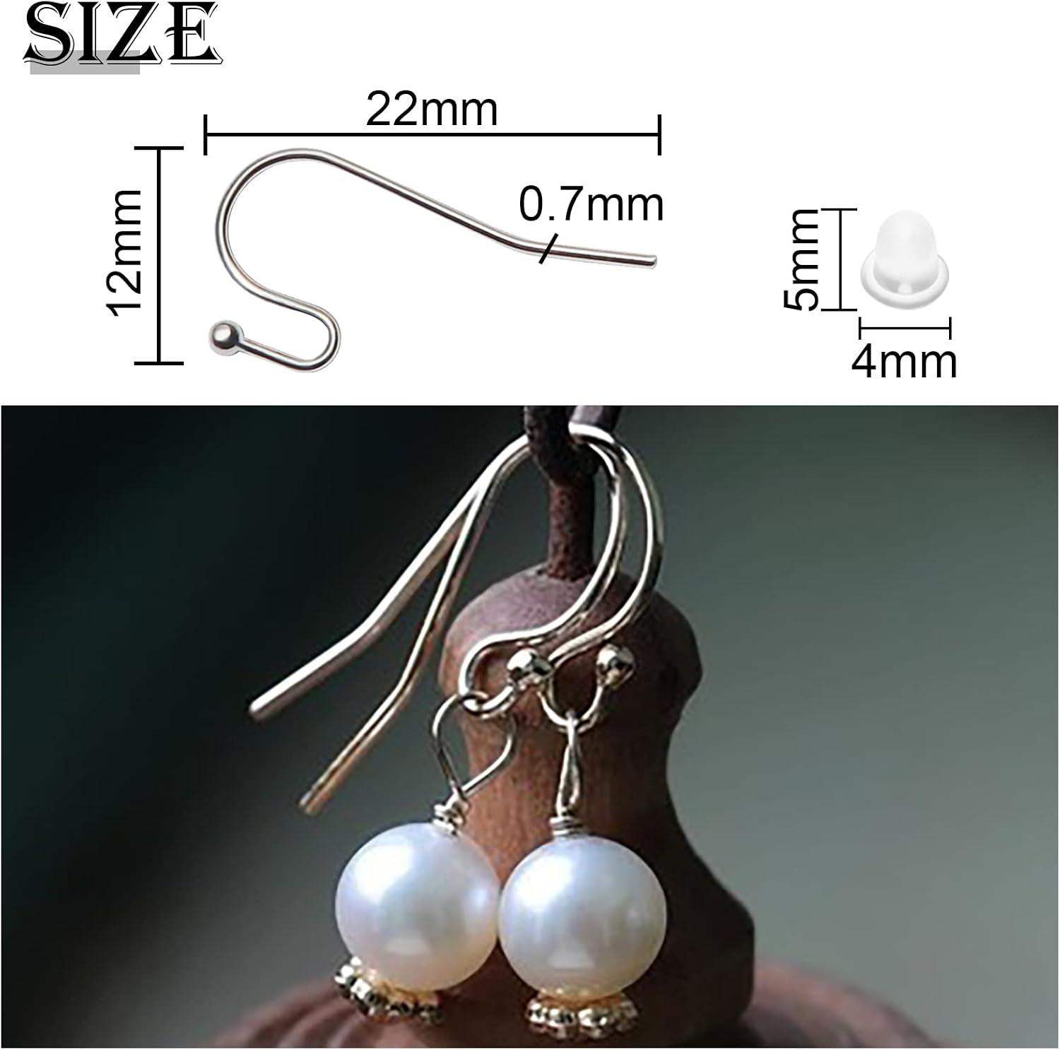TOAOB 200pcs French Earring Hooks Silver Plated Fish Hooks Ear Wire with Rubber Earring Backs for DIY Jewelry Making Supplies - Image 3