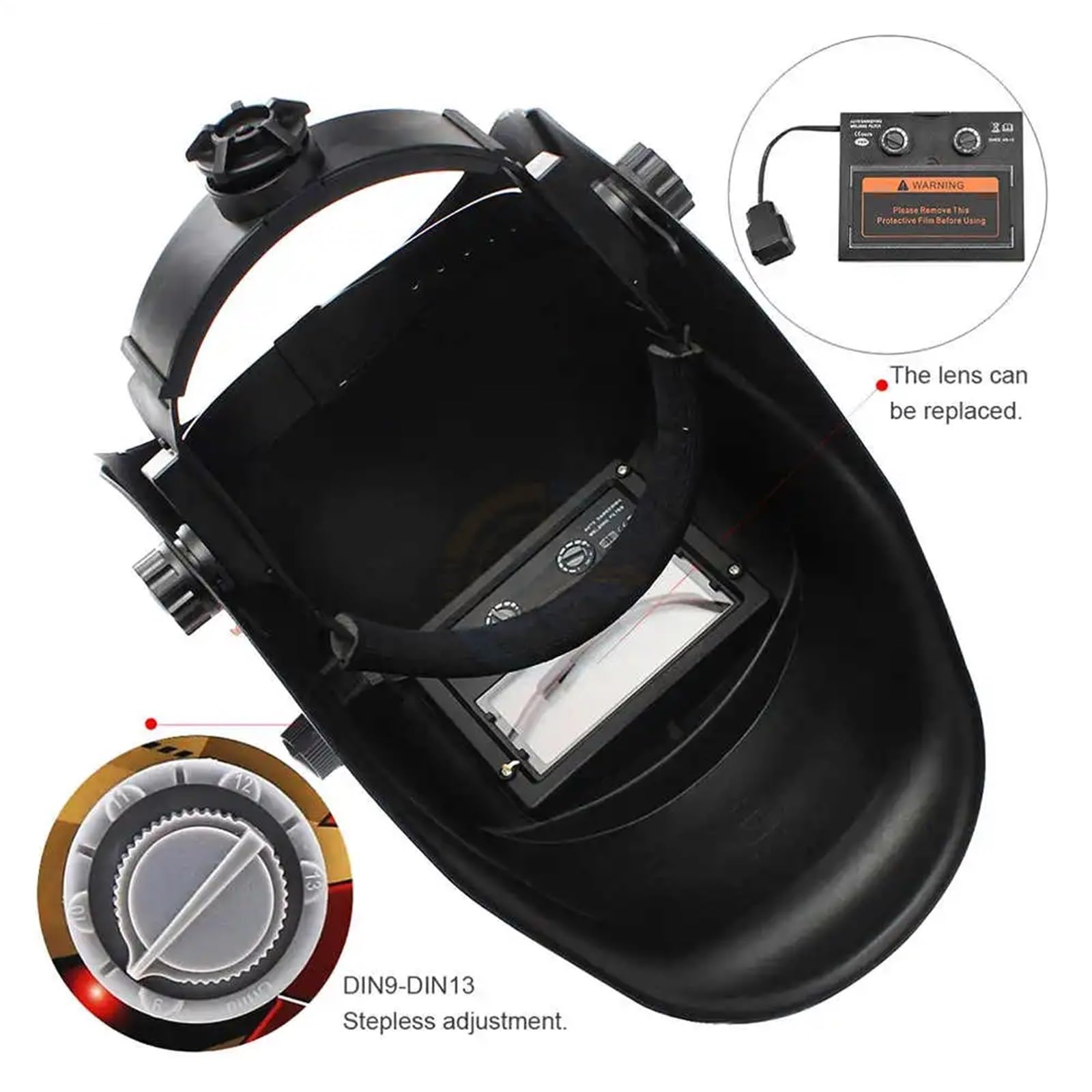 Careta Soldar, Mascara Soldar Máscara de soldadura solar, casco, gorra de soldador eléctrico, lente de soldadura de seguridad, anti-UV, oscurecimiento automático, rango ajustable for máquina de soldar