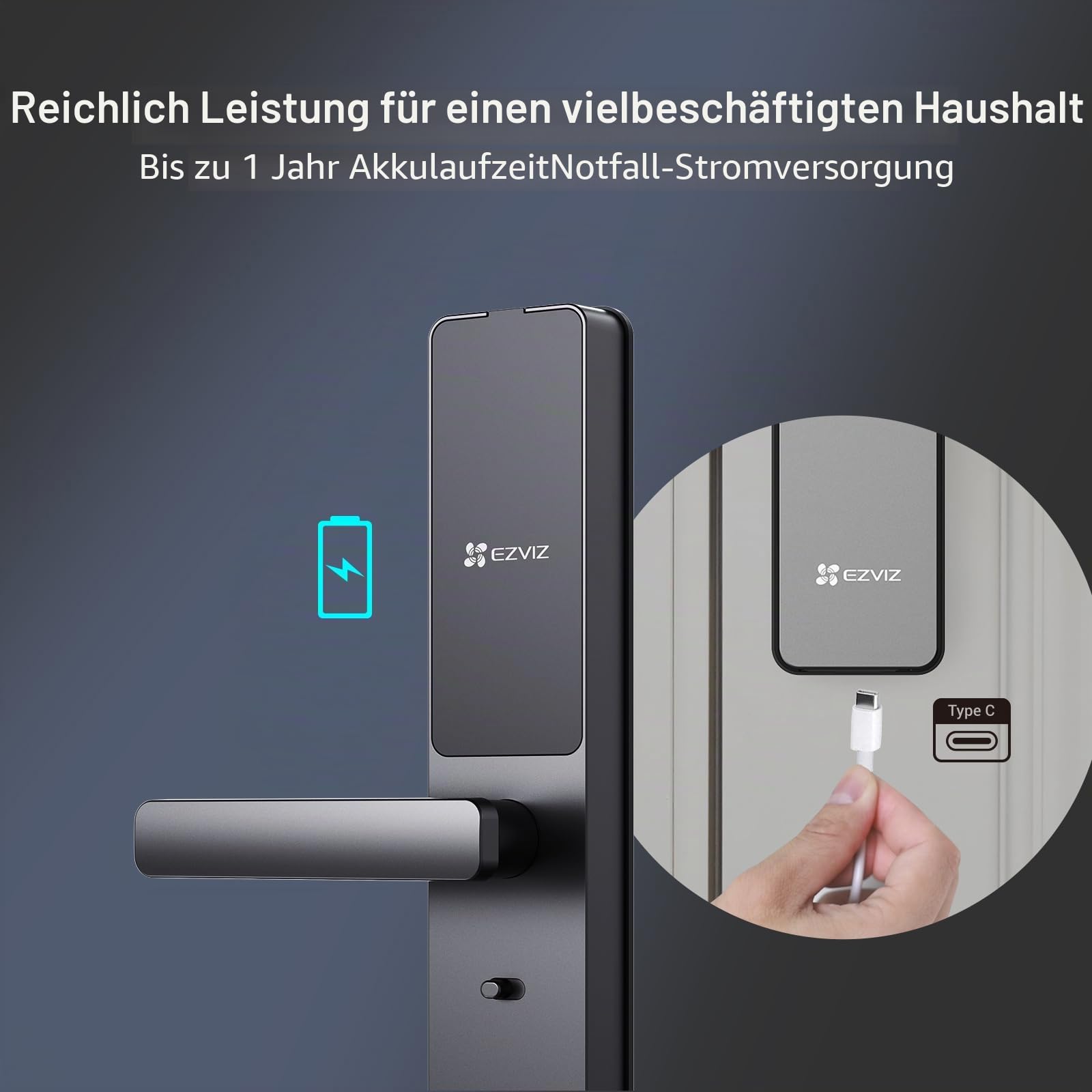 EZVIZ Intelligentes Türschloss DL05, 7-in-1, schlüsselloses Türschloss mit Fingerabdruck-Zugang – sicherer schlüsselloser Eingang, mehrere Entriegelungsoptionen, sofortige Benachrichtigungen