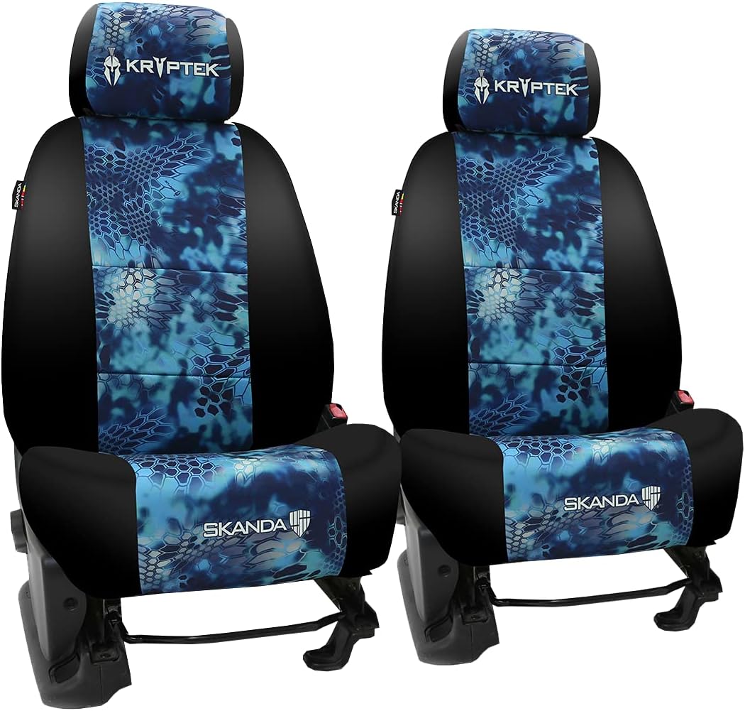 ShearComfort Front Seats Custom Kryptek Neo-Supreme Seat Covers Compatible with Honda Pilot (2009-2015) in Black w/Kryptek Neo-Supreme Pontus for Buckets w/Adjustable Headrests