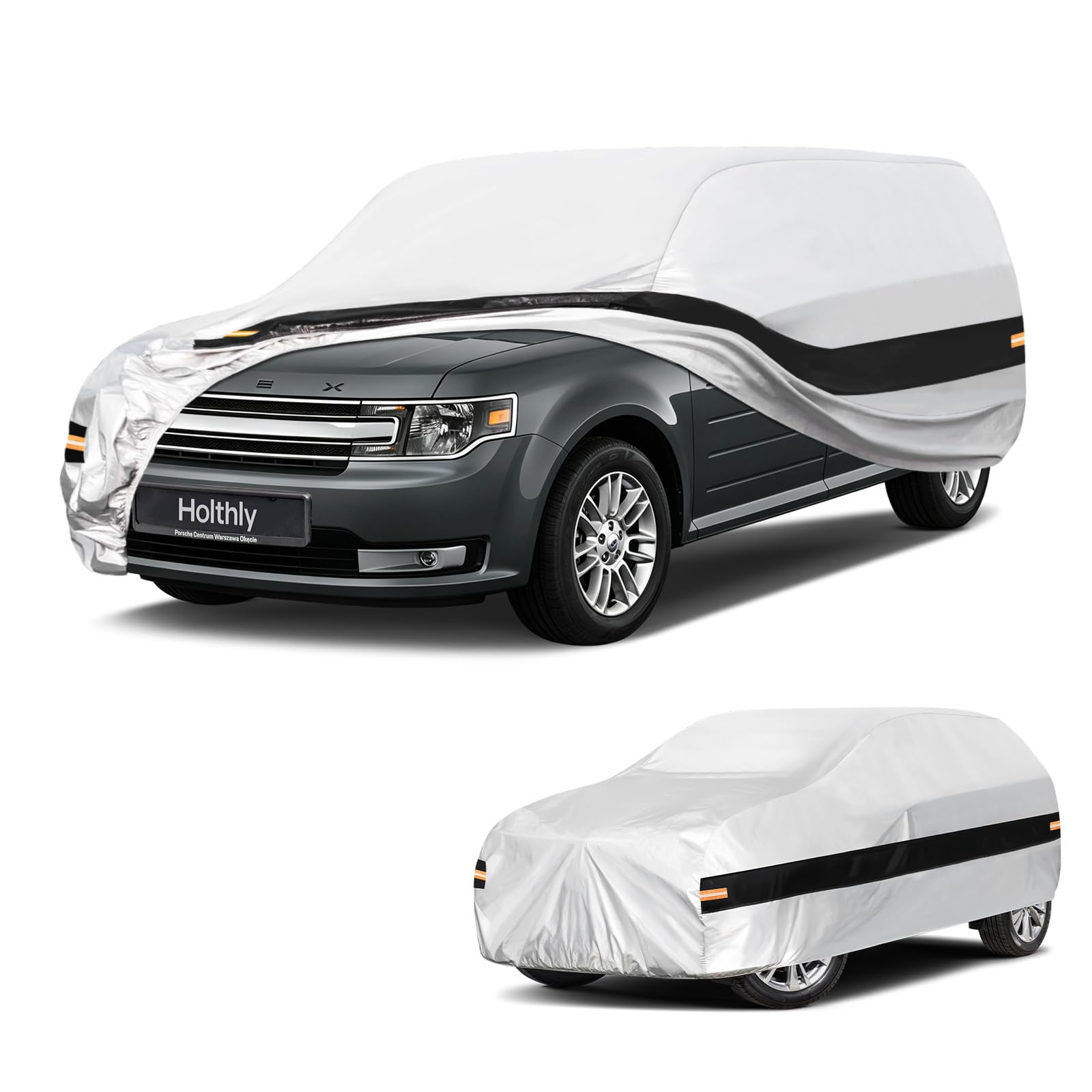 10 Layers Mini Van Car Cover Custom Fit for Ford Flex (2008-2019), Waterproof All Weather for Automobiles, Outdoor Full Cover Sun Dust Rain Protection with Cotton. Silver