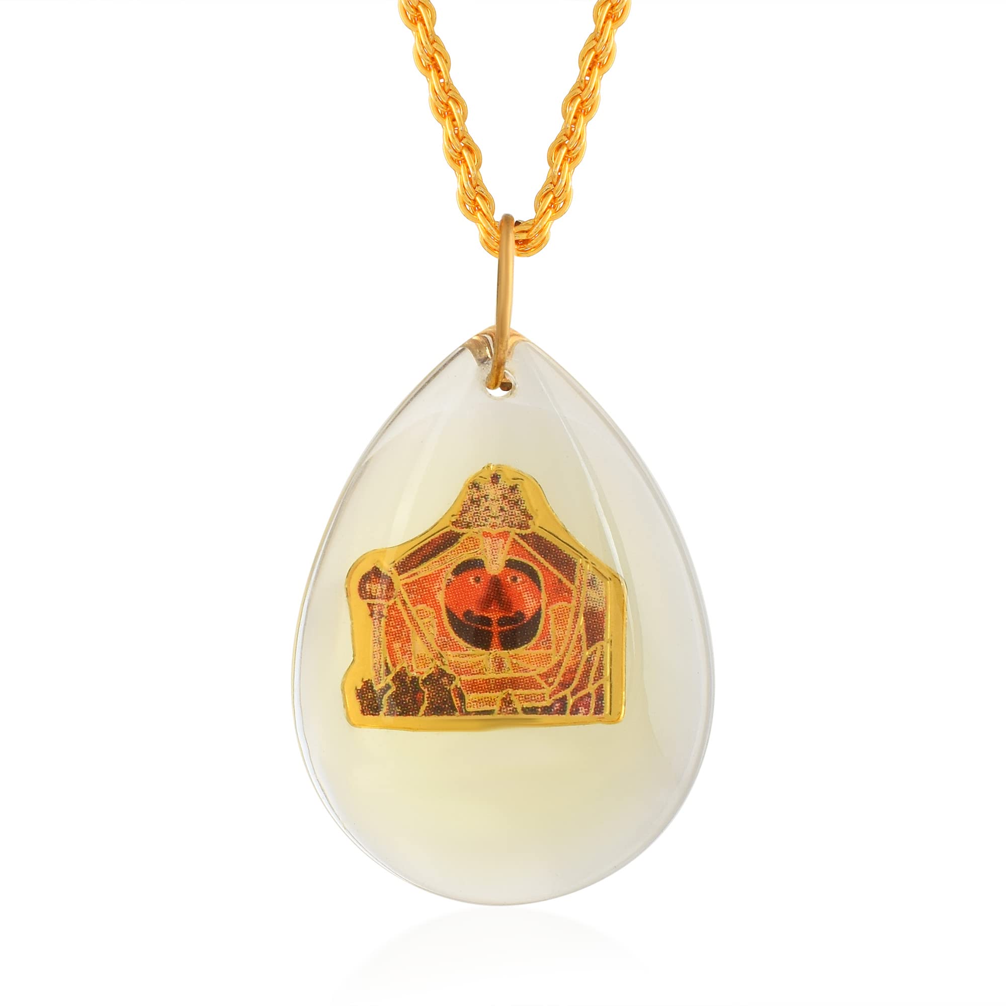 Crystal Aquarium Design God Shri Salasar Balaji Pendant Chain Necklace Temple Jewellery for Men and Women-image-15