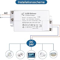 VARICART LED Transzformátor 24V 15W - Kompakt Állandó Feszültségű Tápegység 230V-ról 24V DC 625mA - LED Szalagokhoz és G4 Izzókhoz 6