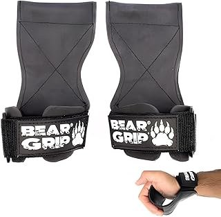 BEAR GRIP Multi Grip Straps/Hooks, Premium Heavy Duty Weight Lifting Straps/Gloves - Gym Strap for Deadlifts, Rows & Weight Training, Wrist Support for Men & Women