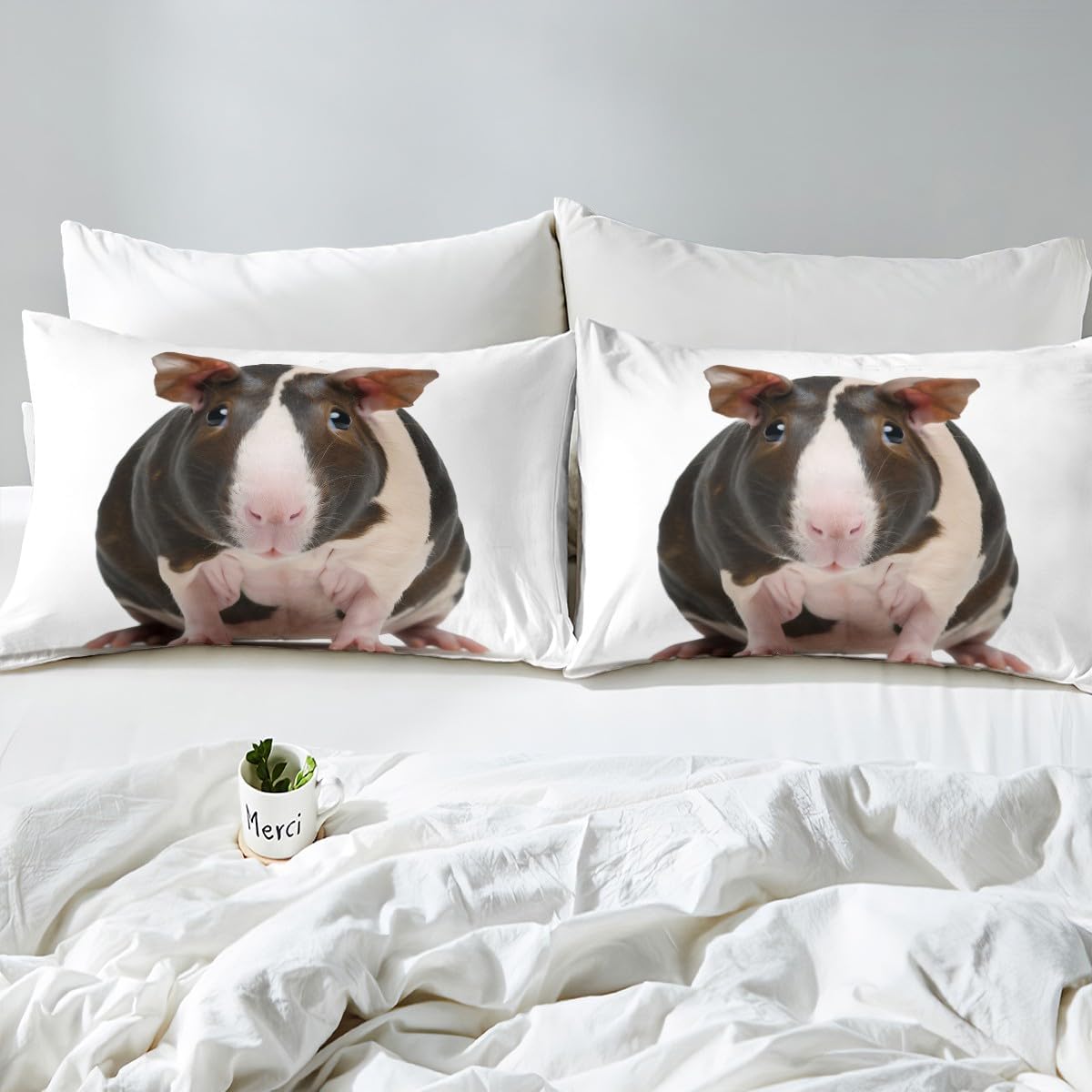 Feelyou Hairless Guinea Pig Bedding Set for Kids Boys Girls Cute Animal Pattern Comforter Cover 3D Guinea Pig Print Duvet Cover Luxury Soft Quilt Cover,Room Decor 3Pcs Bedding King Size