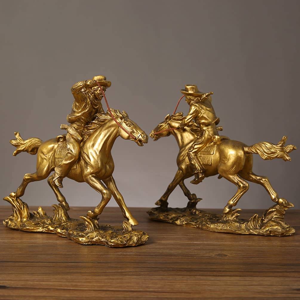 Amazon.co.jp: GANAZONO 乗馬馬 樹脂像 西洋カウボーイ 馬に乗る置物