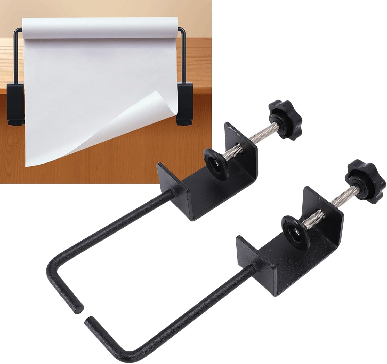 Yosoo Craft Paper Roll Holder, Adjustable Carbon Steel Paper Roll Holder for 7 Inch, Anti Slip Pads, Simple Setup, with Adjustable Clamps, for Tabletops up to 1.8 Inch Thickness