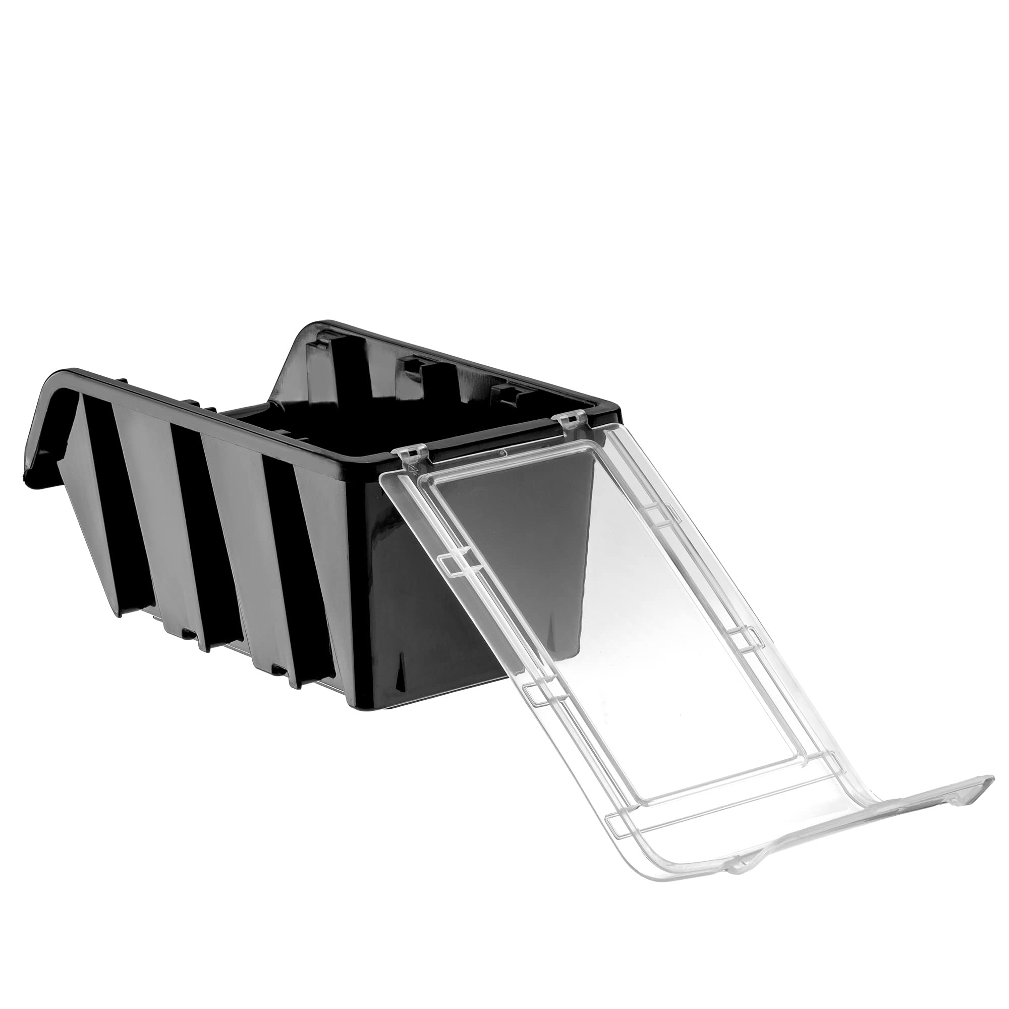 KADAX Set di 20 Cassetta impilabile con Coperchio, Scatola di stoccaggio in plastica PP, Scatola di stoccaggio a Vista in Diverse Misure e Colori, scatole di stoccaggio con sportello per Parete