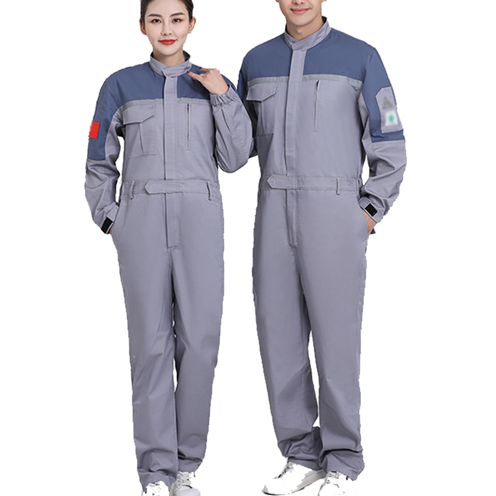 Combinaison À Manches Longues Auto Repair Work Uniforme Zip-Front Coverall Coton Salopette Vêtements De Travail Avec Bande Réfléchissante