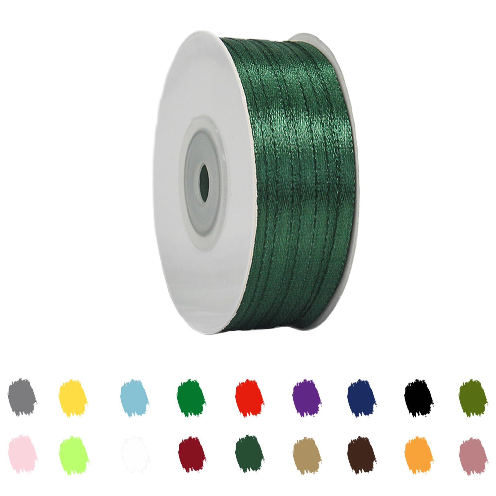 Dark Green Ribbon 3mm for Gift Wrapping 100 Yards Dark Green Satin Ribbon 3mm Thick Fabric Ribbon for Crafts Cake Ribbon Hair Bow Ribbon Polyester Ribbon for Christmas Decoration Wedding