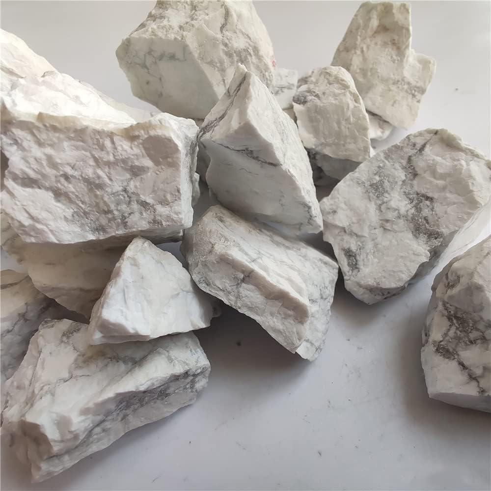 Crystal Stone Home Decor White Howlite Turquoise Decorative Rough Stone(500g)