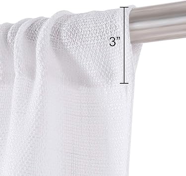 Burlap Look Natural Valance for Kitchen Windows 56 x 14, White and Grey