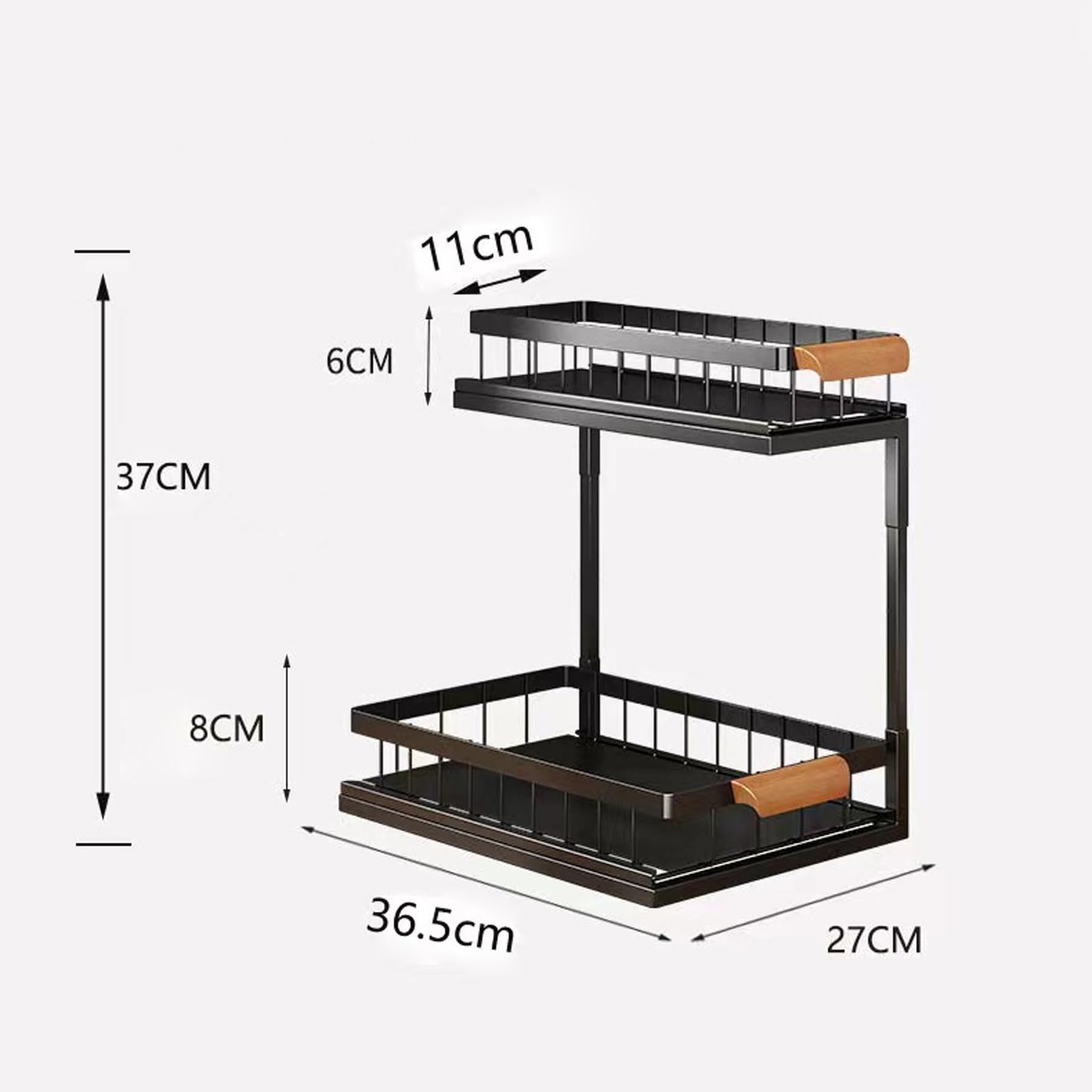 Zenithia Rangement sous l'évier,tiroir à Panier Coulissant extractible à 2 Niveaux,Gain de Place Polyvalent,pour Cuisine et Salle de Bain (Blanc)