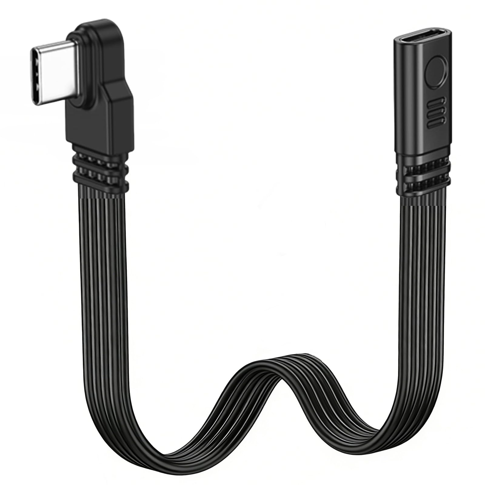 Kurzes 90-Grad-USB C-2.0-Flachkabel, 65W USB C Verlängerungs Kabel Ladekabel USB Buchse auf USB C Stecker, Datenkabel, männlich auf weiblich, effizientes Laden und Datenübertragung für Mobiltelefone