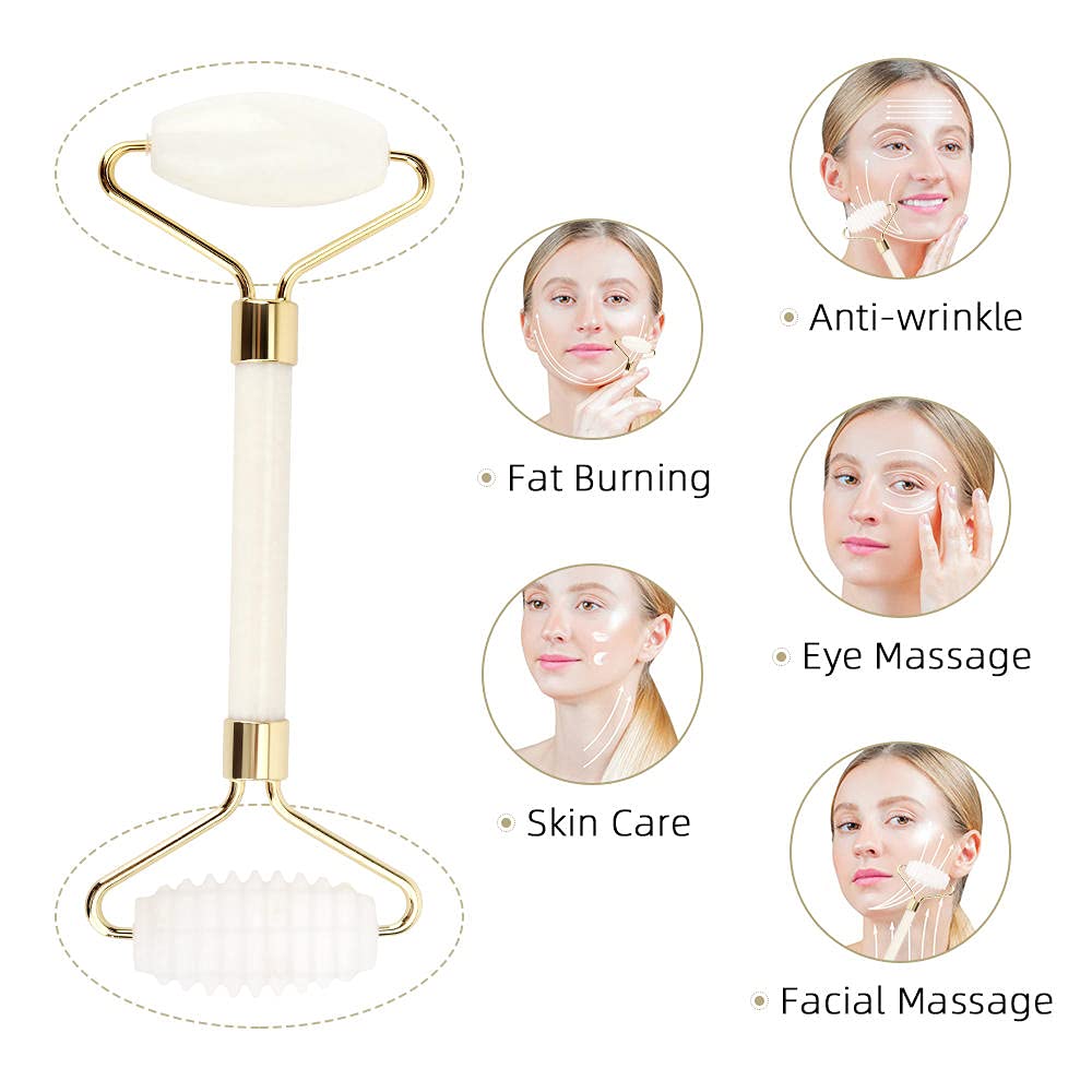 Rodillo de masaje de práctica portátil de jade facial natural antiarrugas pérdida de peso facial Shaper cuerpo pie herramientas de relajación belleza a estilo caja blanca
