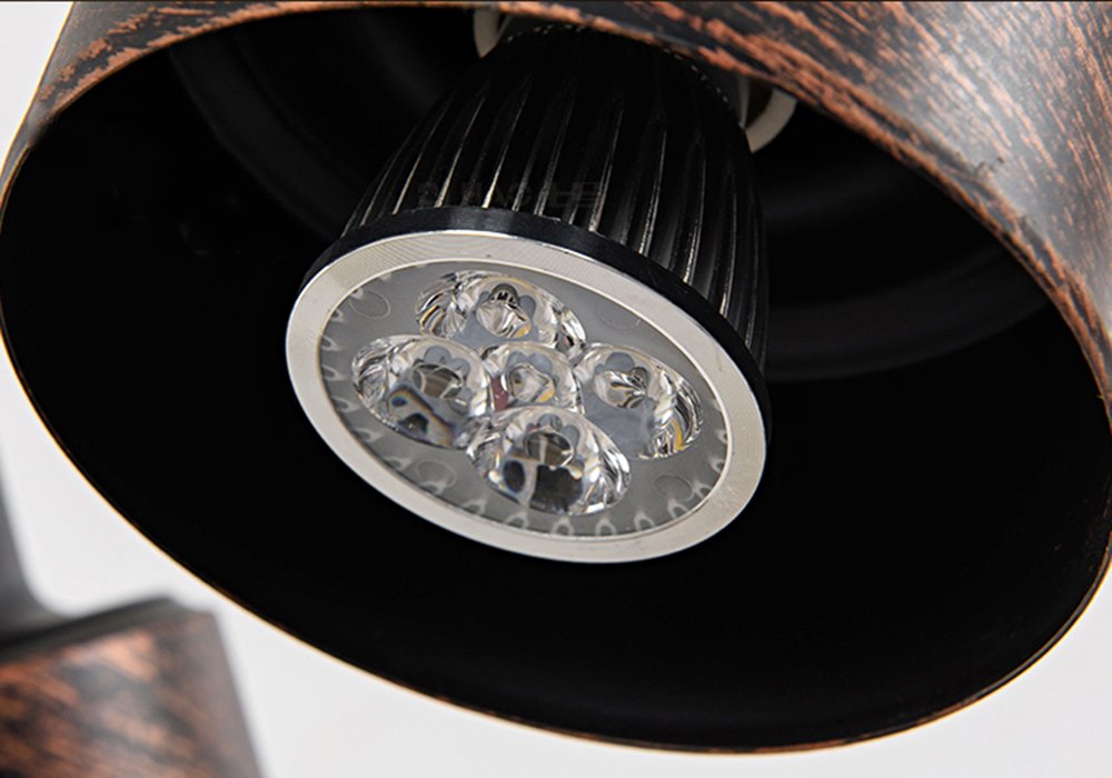 LED Vintage Eisen Deckenspot Drehbar Schwarz-Rost Deckenstrahler 2-Flammig Verstellbare Retro Wand-Lampe Decken-Leuchte Innen-Beleuchtung Laden Wohnzimmer Restaurant Decken-Spot 5W*2