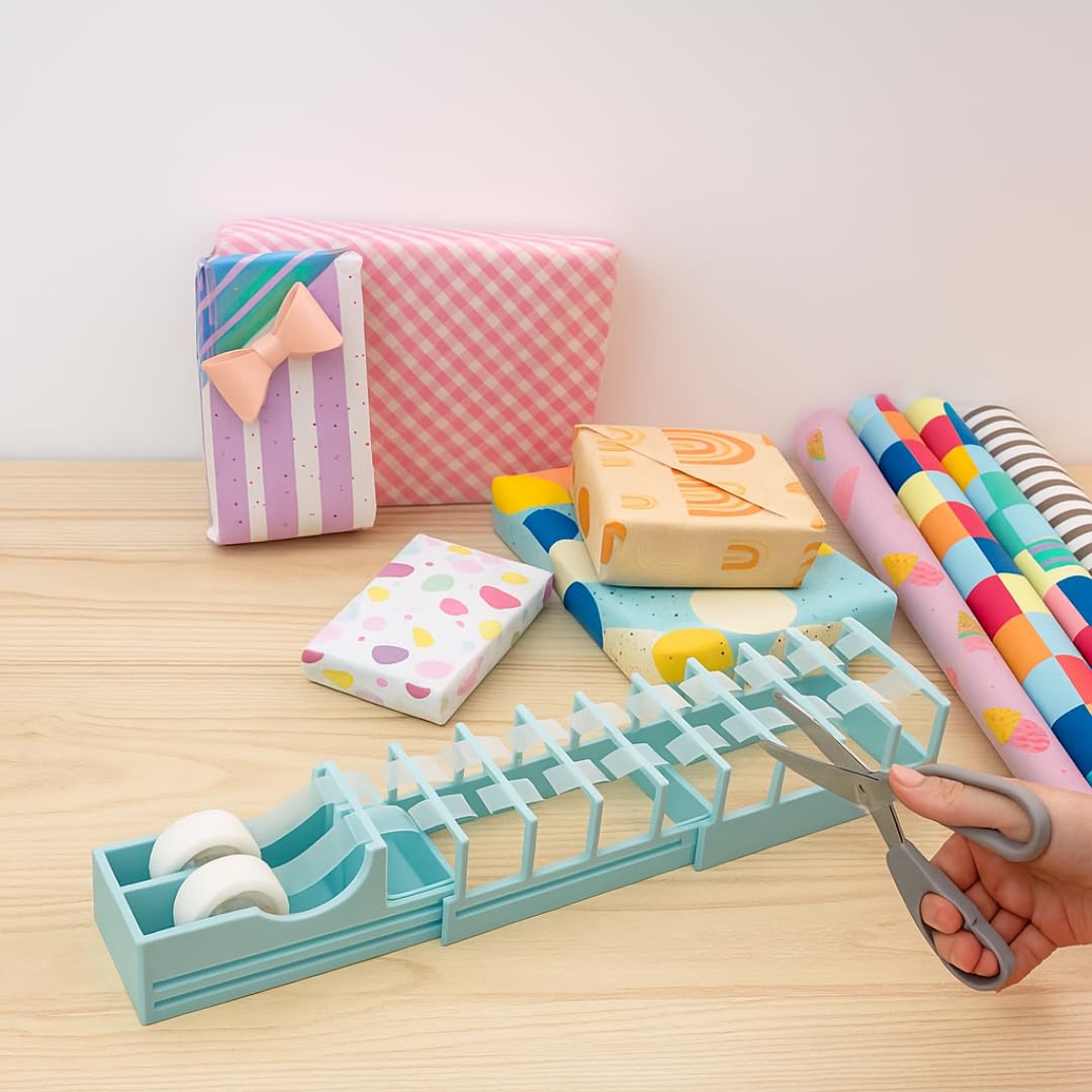 Tape ZOOMIE Distributeur de ruban adhésif de bureau Viral original pour emballage cadeau et travaux manuels | Prépare rapidement 18 bandes de ruban adhésif | Sans lame, compact, robuste | Fièrement