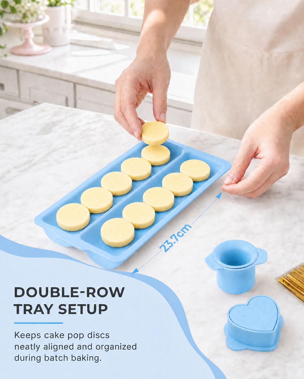 Set di 4 formine per cake pop, forma rotonda ovale a forma di cuore