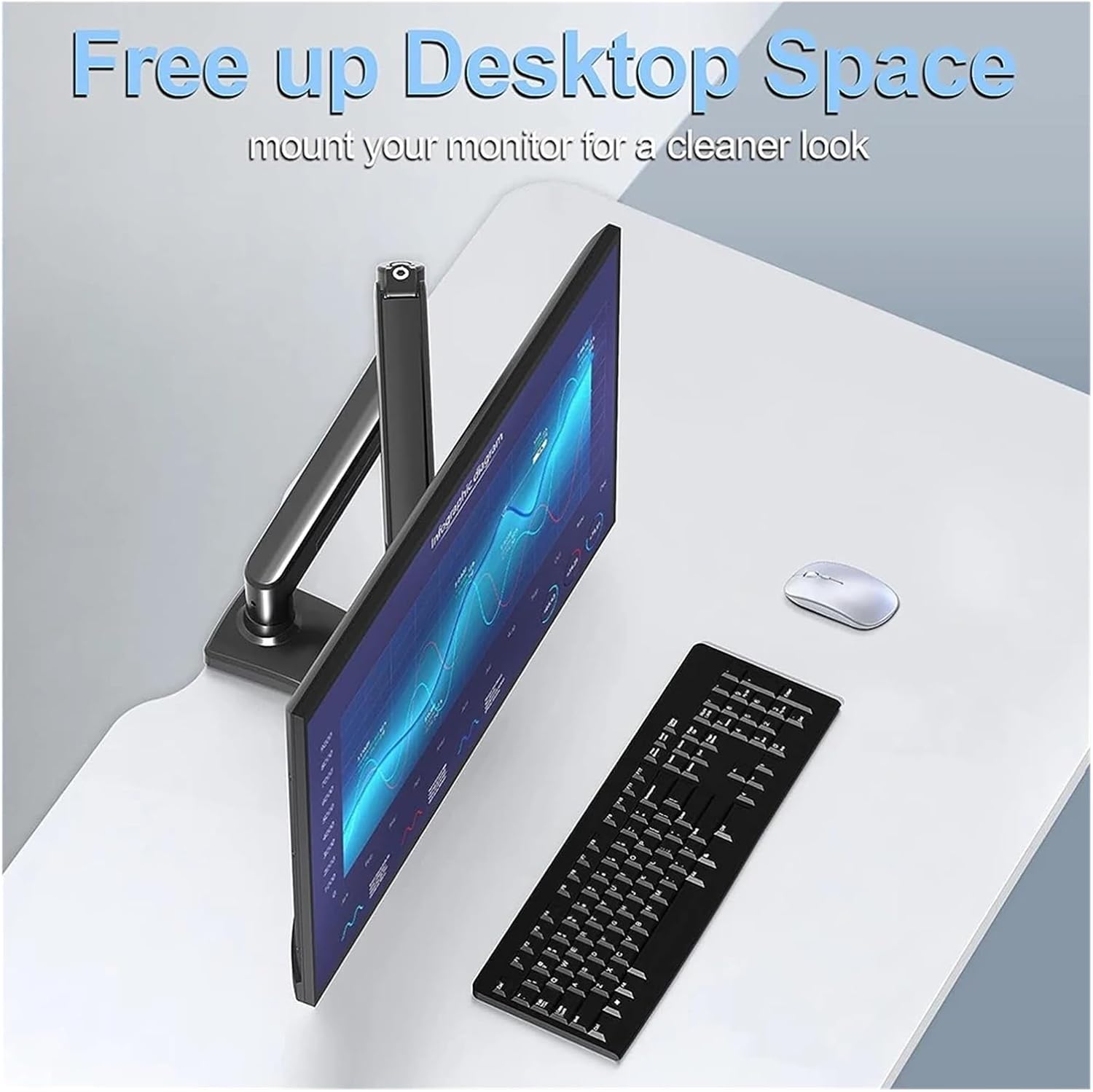 Adjustable Gas Spring Single Monitor Stand Computer Screen, Supports up to 17.3-inch(Black)