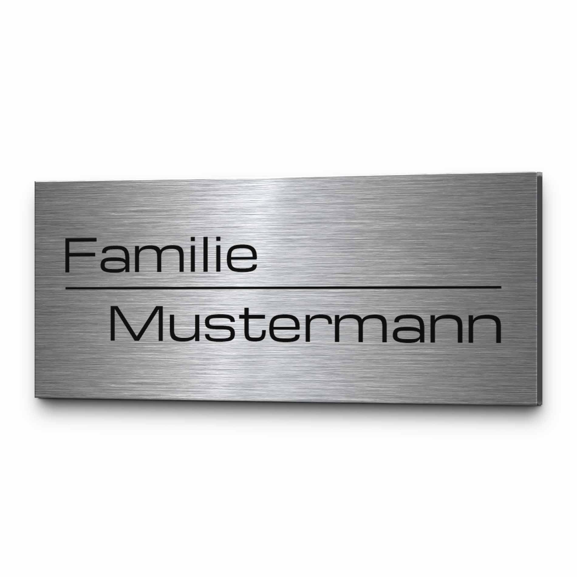 Edelstahl Türschild Personalisiert mit Gravur - ab 8x3,5 cm - Riesige Motiv Auswahl - Namensschild mit Namen - Briefkastenschild Selbstklebend oder mit Bohrung - Klingelschild Haustürschild