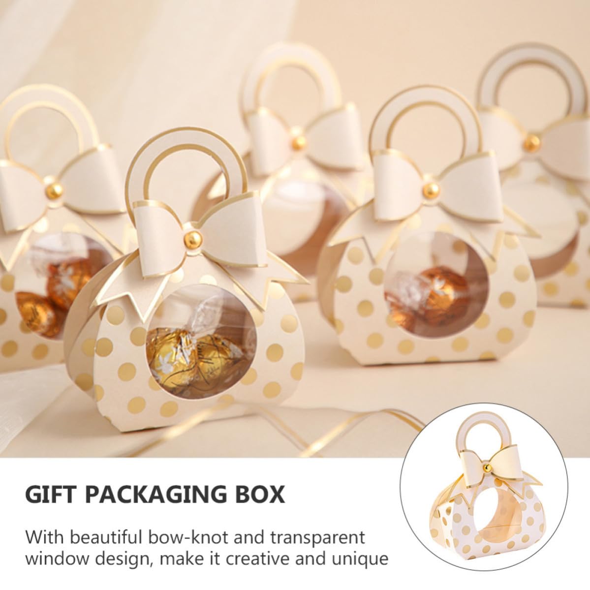 GALPADA Souvenirbox mit Griff und Transparentem Fenster aus Papier mit Schleife Kreative Süßigkeitenverpackung 50 Stück Leichte Geschenkbox mit Schleife für Hochzeiten und Bankette