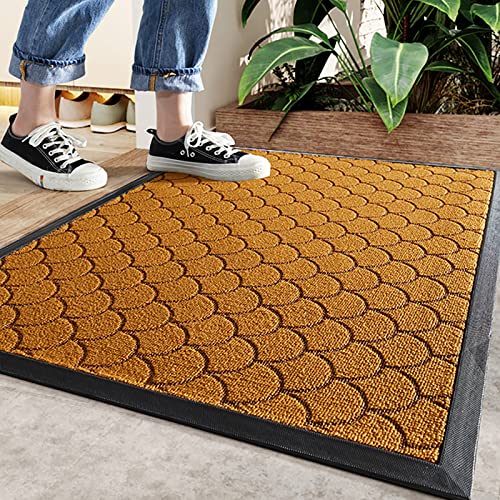 Interior Felpudo,Antideslizante Duradera Alfombra Resiste La Suciedad Bienvenido Alfombrilla Perfil Bajo Felpudo de Entrada,Lavable A Máquina,Absorbente Frente a Estera -Brown a 45x75cm(18x29.6inch) Cover
