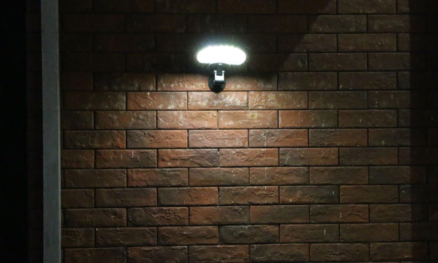 eLEDing EE805W56 - 50W Equivalent Outdoor Solar Powered Lights 56 LED Ultra Bright Self-Contained 180° Motion Sensor Security Wall Light 80° Rotation IP65 Waterproof Light for Patio Yard Garden Porch