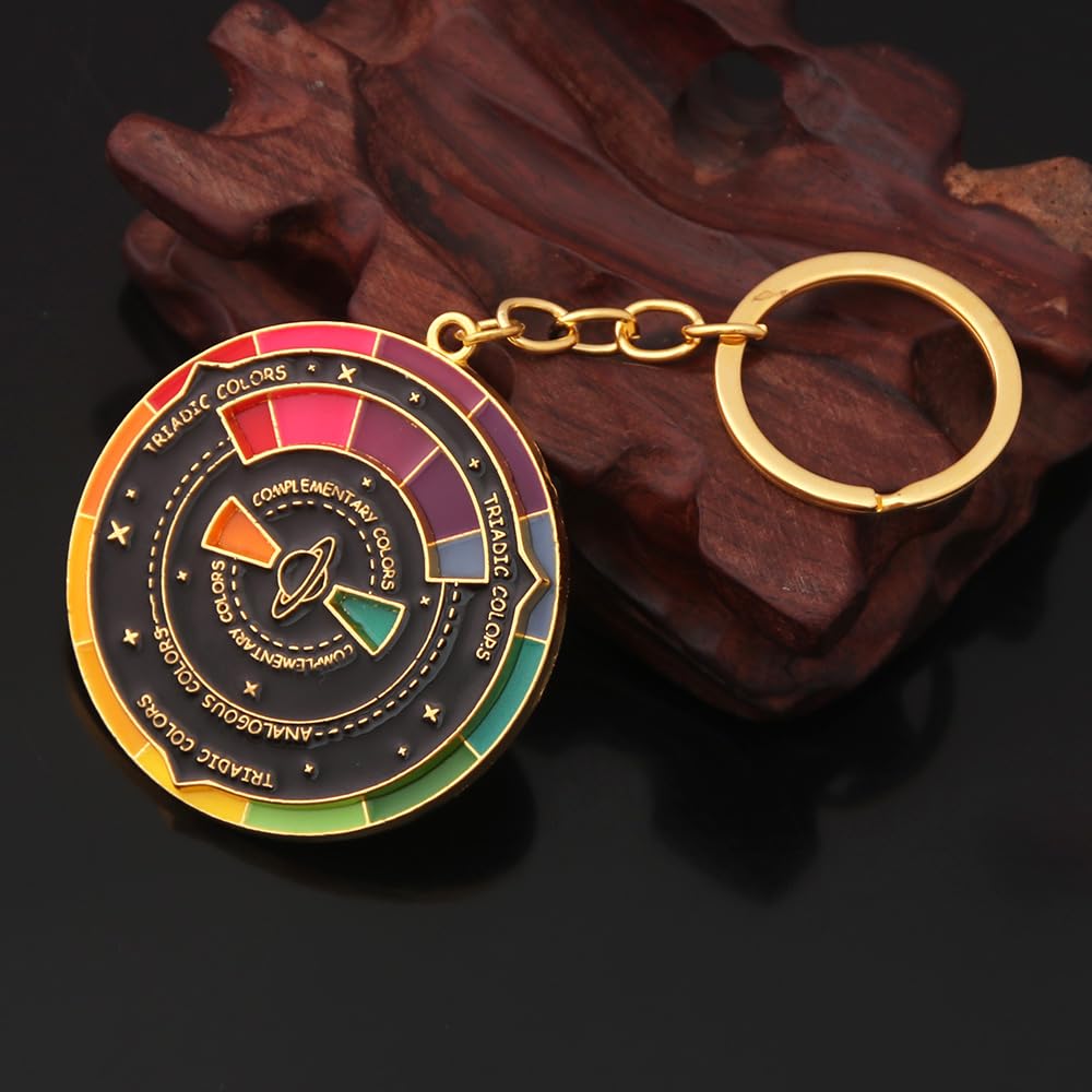 FunBoat Color Wheel Keychain - Creative Spinning Color Wheel Charm - Aesthetic Arts Gifts for Artists