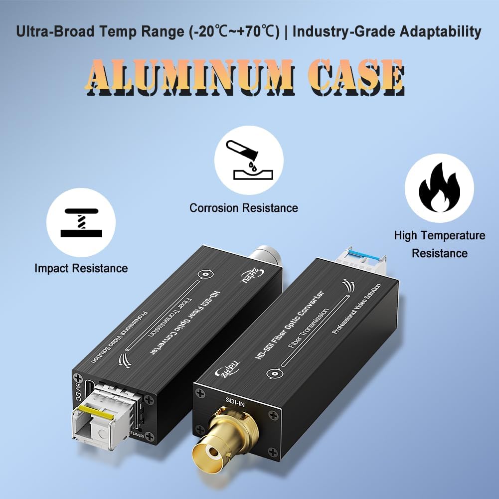 HD-SDI Over Fiber Converter 1080P&30HZ, Mini SDI Fiber Extender Single-Mode 20km, HD Video Optical Transceiver