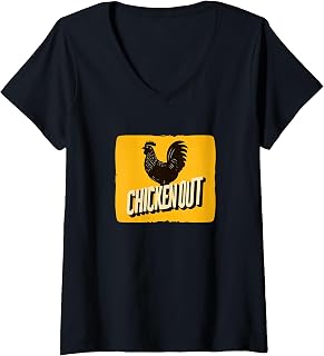 Womens Bright Chicken Out Statement Costume V-Neck T-Shirt