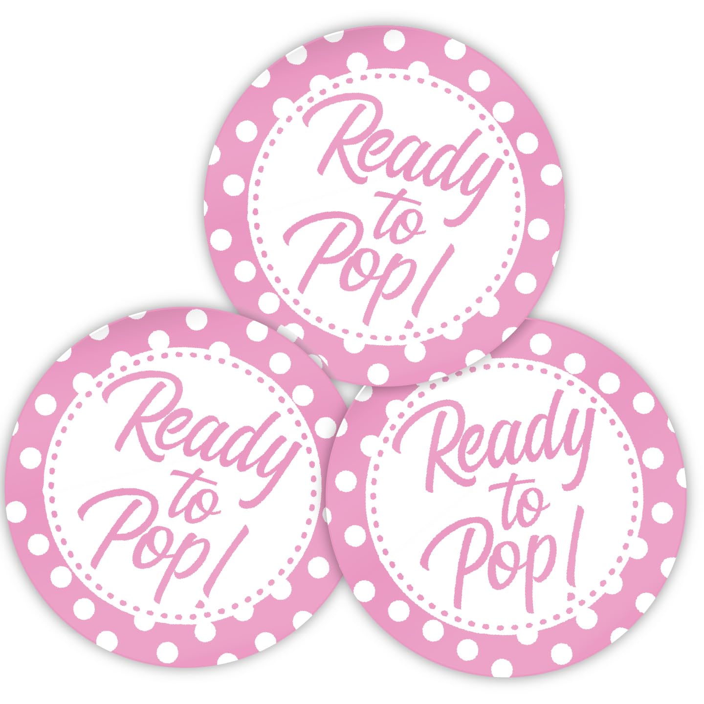 Stone Melon Gender Reveal Baby Shower Stickers 144 Ready to Pop Pink Yellow Blue Polkadot Stickers 30mm Round Boy Girl (Pink)