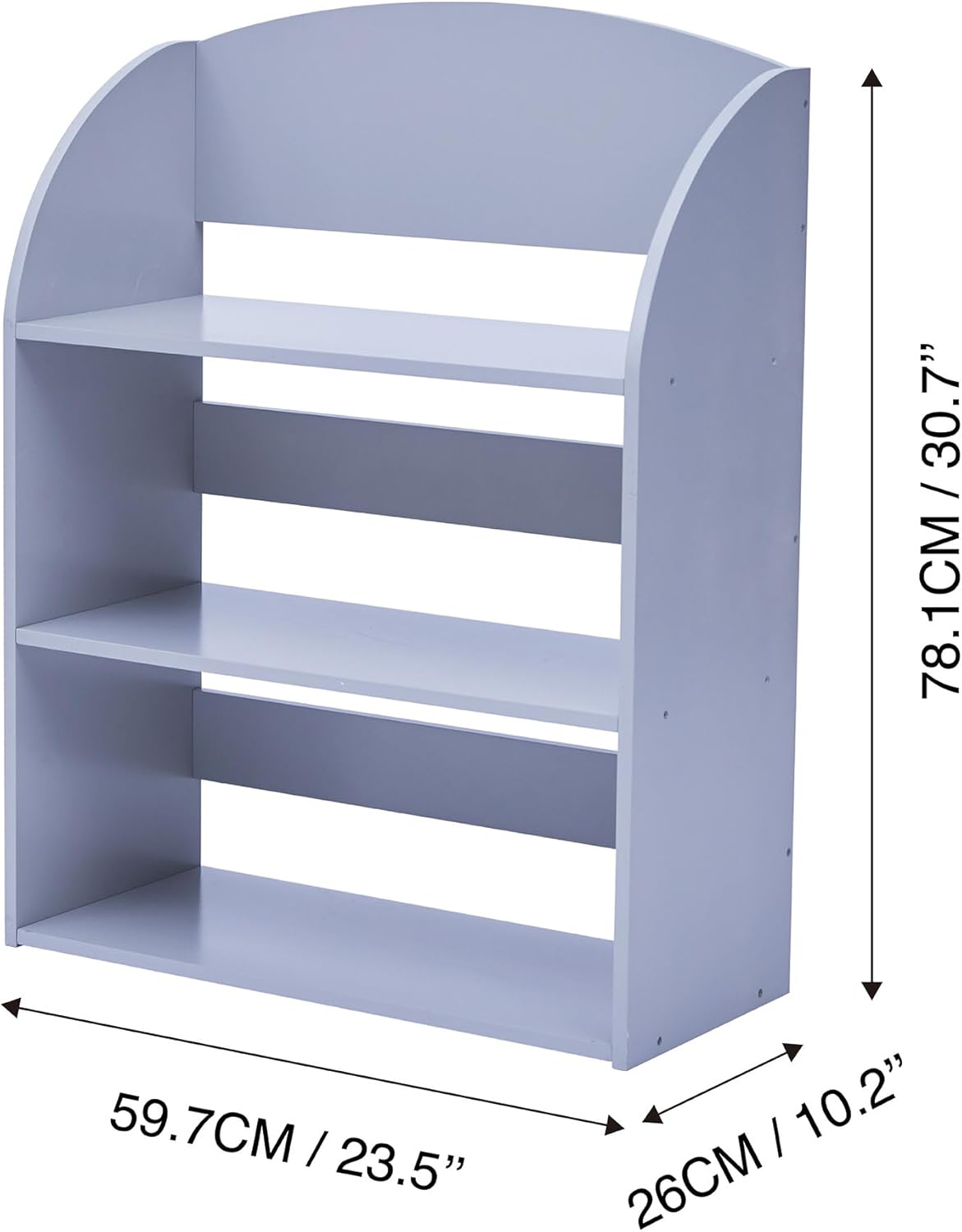 Fantasy Fields - Plain Kids 3 Shelf Bookcase - Grey