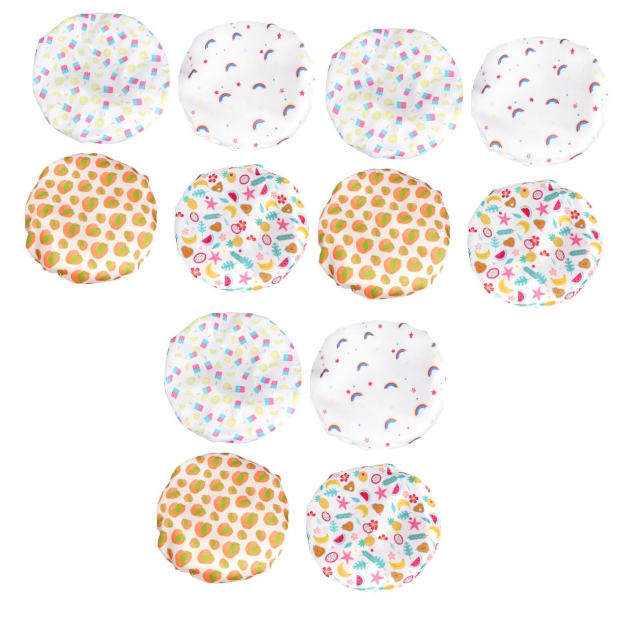 FRCOLOR 12pièces Bonnet De Bain Satiné Imprimé Pour Femme Lot De Double Couche Imperméable Et Confortable Pour Et Soins De Beauté