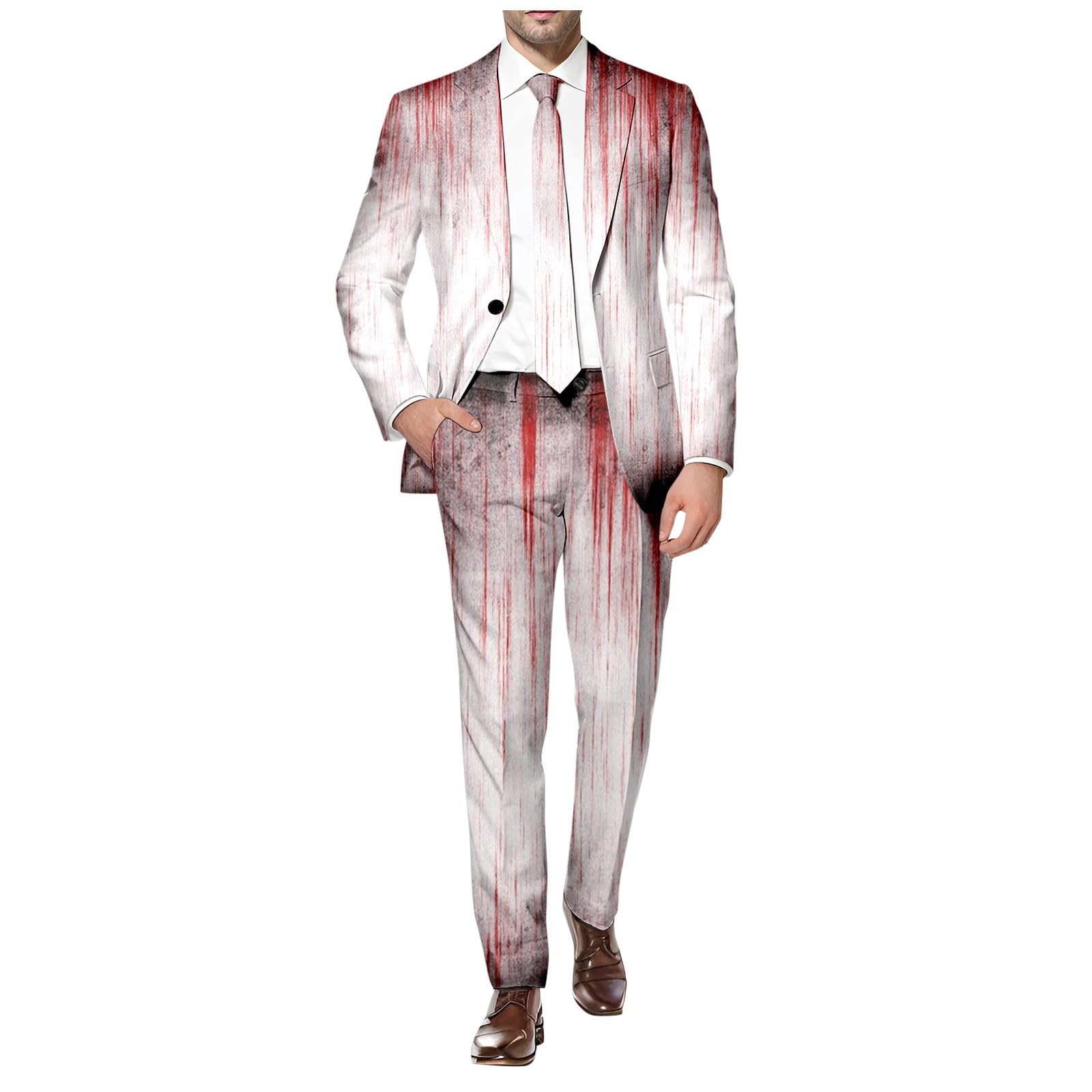 Cappotto e pantaloni a maniche lunghe per Halloween, da uomo, con bottoni stampati e tasche, adatto per feste e eventi