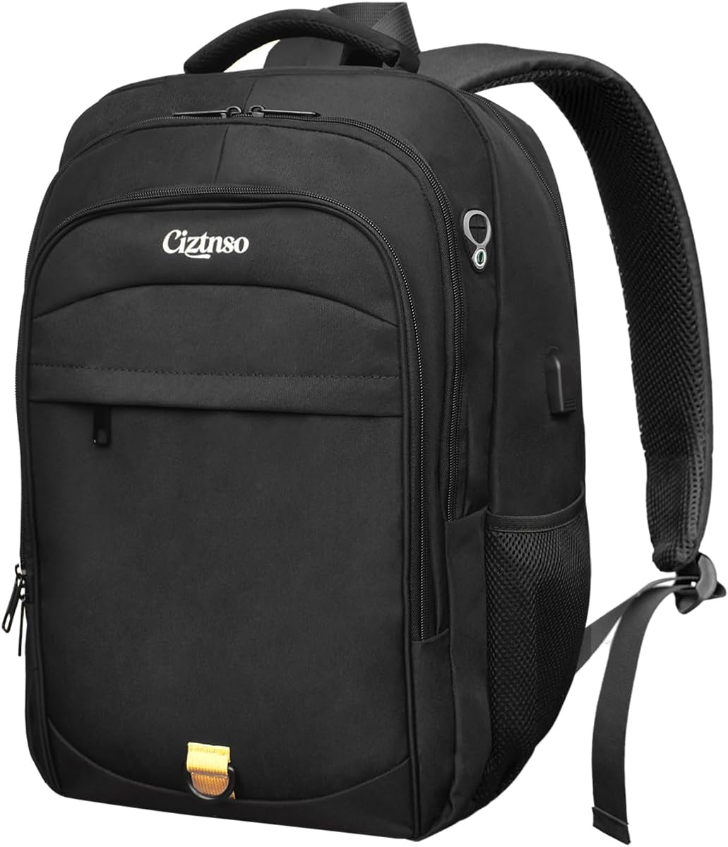 Durable 15.6 Inch Laptop Backpack, Anti-Theft Business Travel Backpack with USB Charging & Multiple Compartments, Water-Resistant Expandable Computer Bag for College and Work - Black