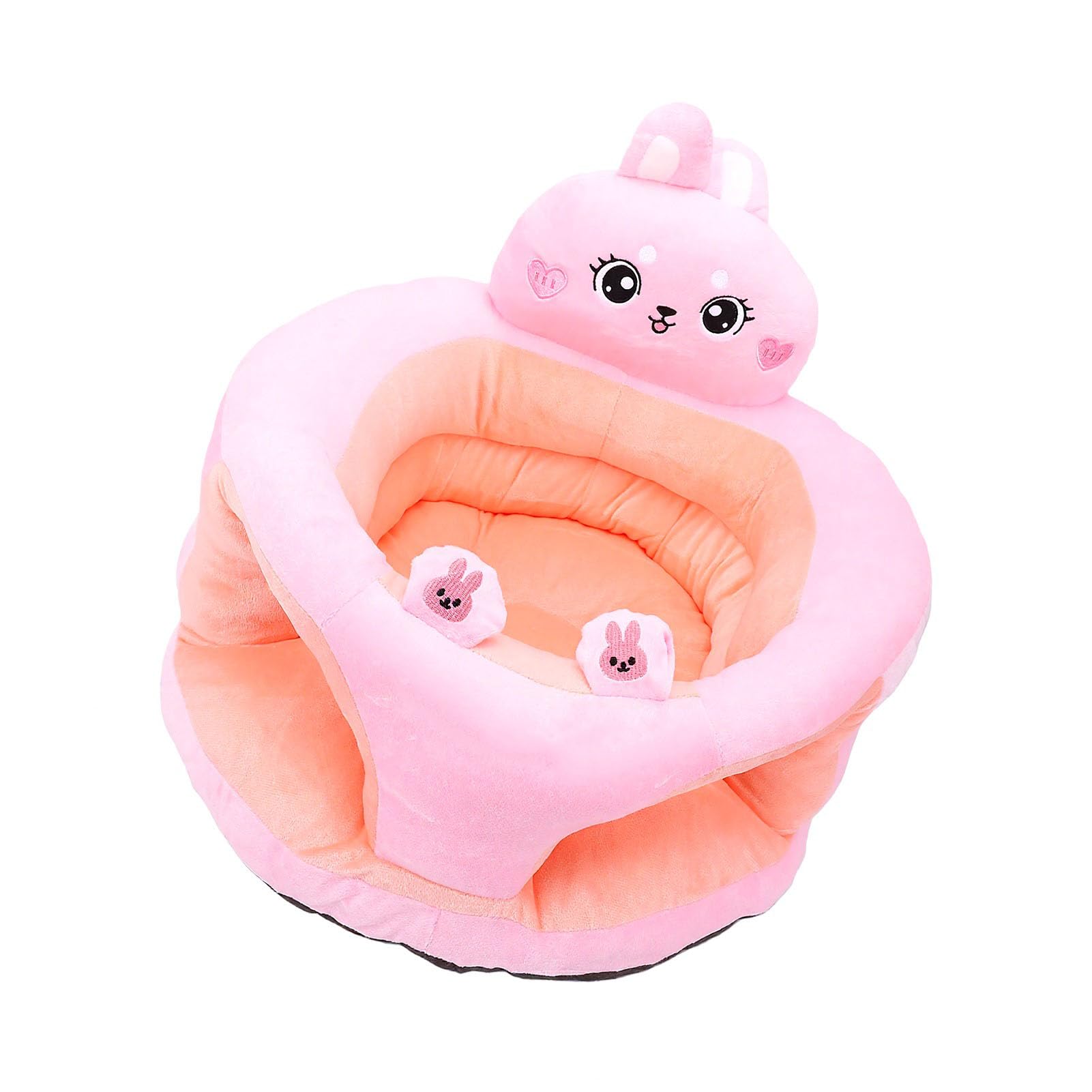 Annadue Sedia per Bambini Che Impara a sedersi. Seggiolino in Morbido Peluche per Bambini con Supporto per la Schiena per Coniglietto Rosato dell'asilo Nido (Coniglio rosato)