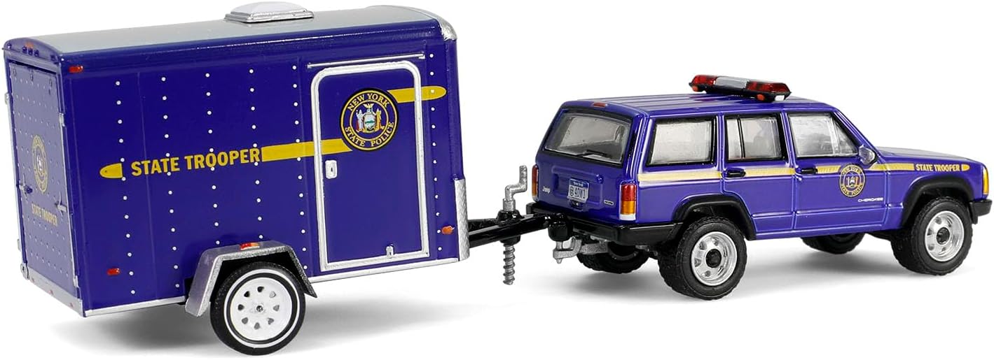Truck 1/64 2001 Jeep Cherokee Trailer New York State Police Hot Pursuit Tow 32315-B