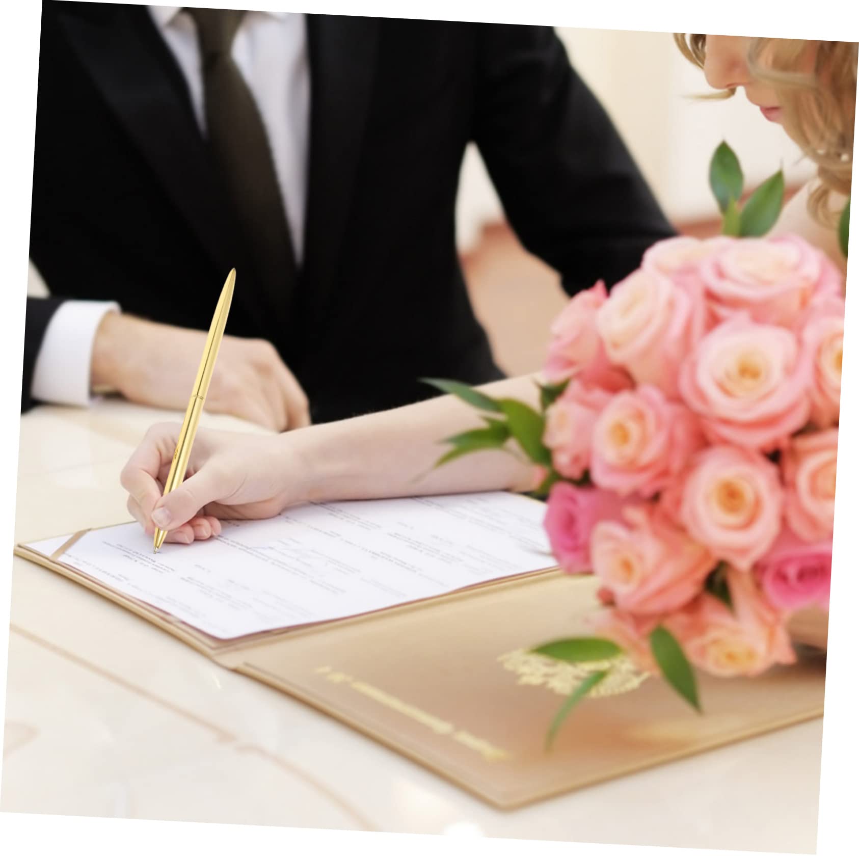 Cabilock 2 Pièces Stylo De Signature Stylo à Bobine Signe Livre D'or Avec Support s De Table De Banque Pour Invité Camouflage Cristal Métal De Banque Bureau
