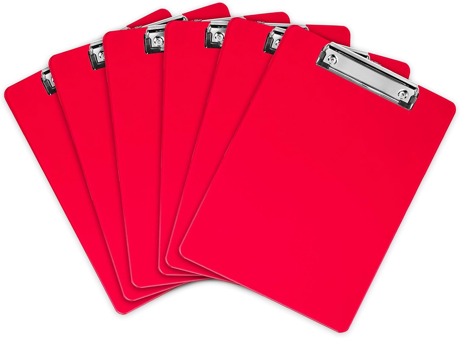 Clipboards A4 Writing Clip Boards Personal Organiser for School, Office, Work Heavy Duty Clips and Rubber Grips 6/12 Packs Red, Blue, Black or Mixed Colours (Red, 6 Pack) — image 1