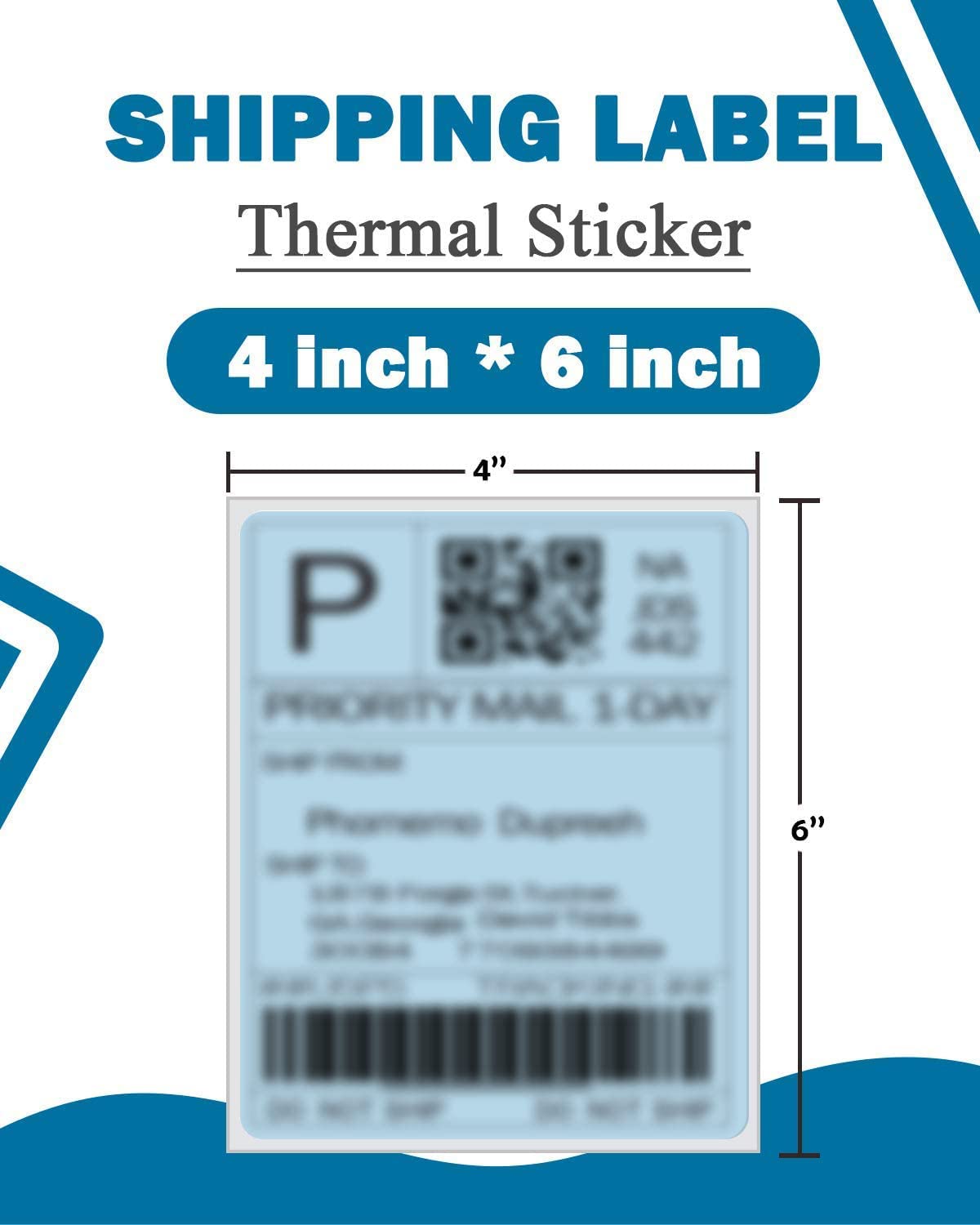 Thermo-Etiketten, 10,2 x 15,2 cm, Thermo-Versandetiketten, Druckerpapier, kompatibel mit 4XL, UPX, Ebay, 10,2 x 15,2 cm, Versandetiketten für Munbyn, Rollo, Phomemo, Zebra, 500 Etiketten/Rolle