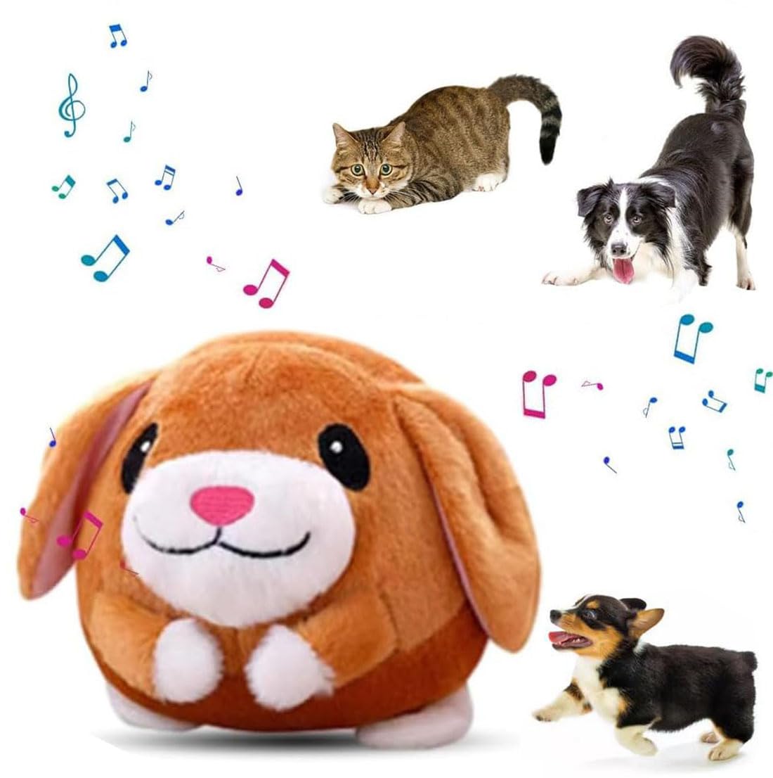 Interactive Pet Plush Toy - 2025 New Upgrade Active Moving Dog Ball, Squeaky Washable Cartoon Pig With Sound, Electronic Shake Bounce Boredom Talking Toy for Pets (C#-3)