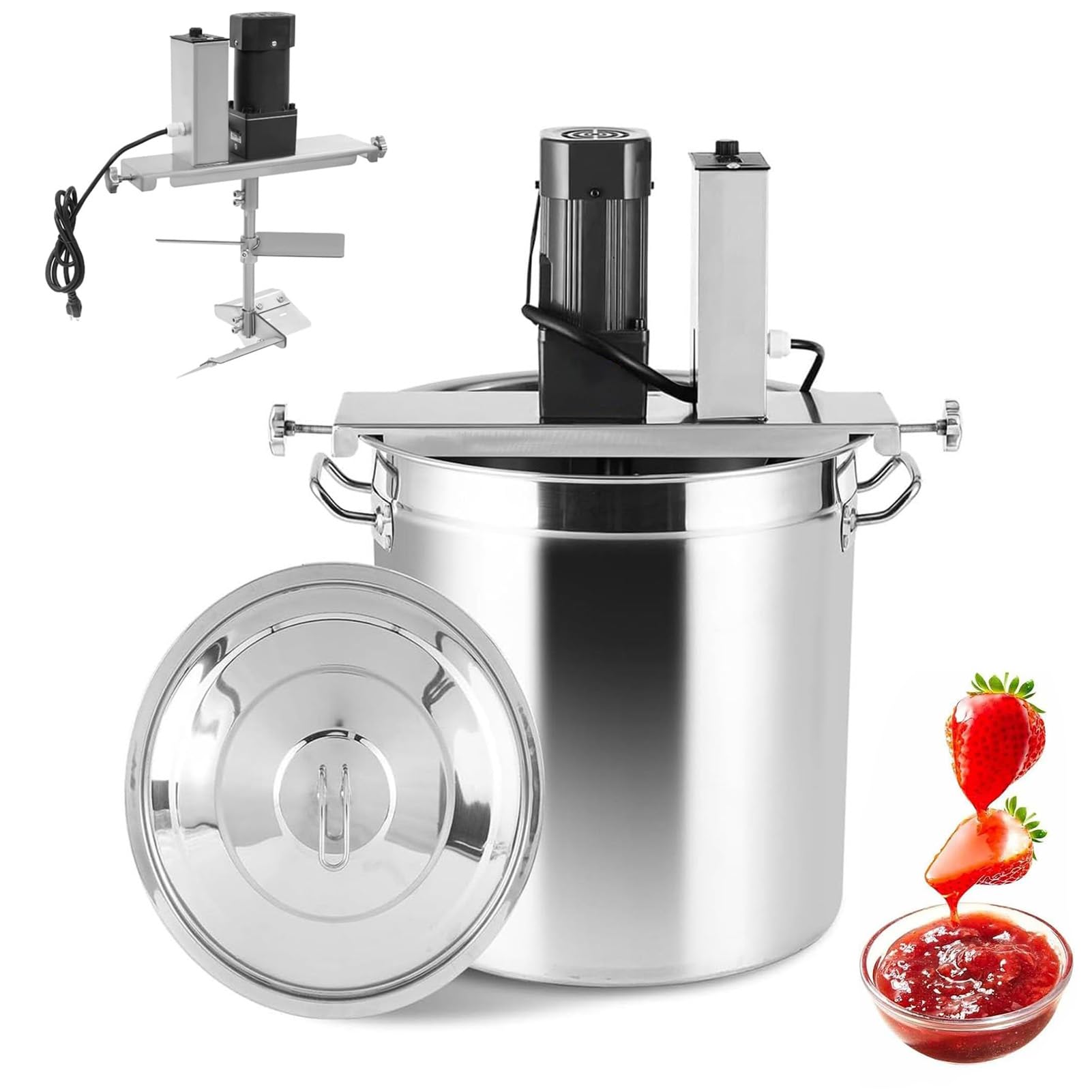 Joyfitness Automatic Pot Stirrer Mixer, Electric Jam Blender Machine, 20l/40l/60l Commercial Grade With Adjustable Stirring Speed, Stainless Steel, Double Scraper Blades, For Sauce Soup Jam