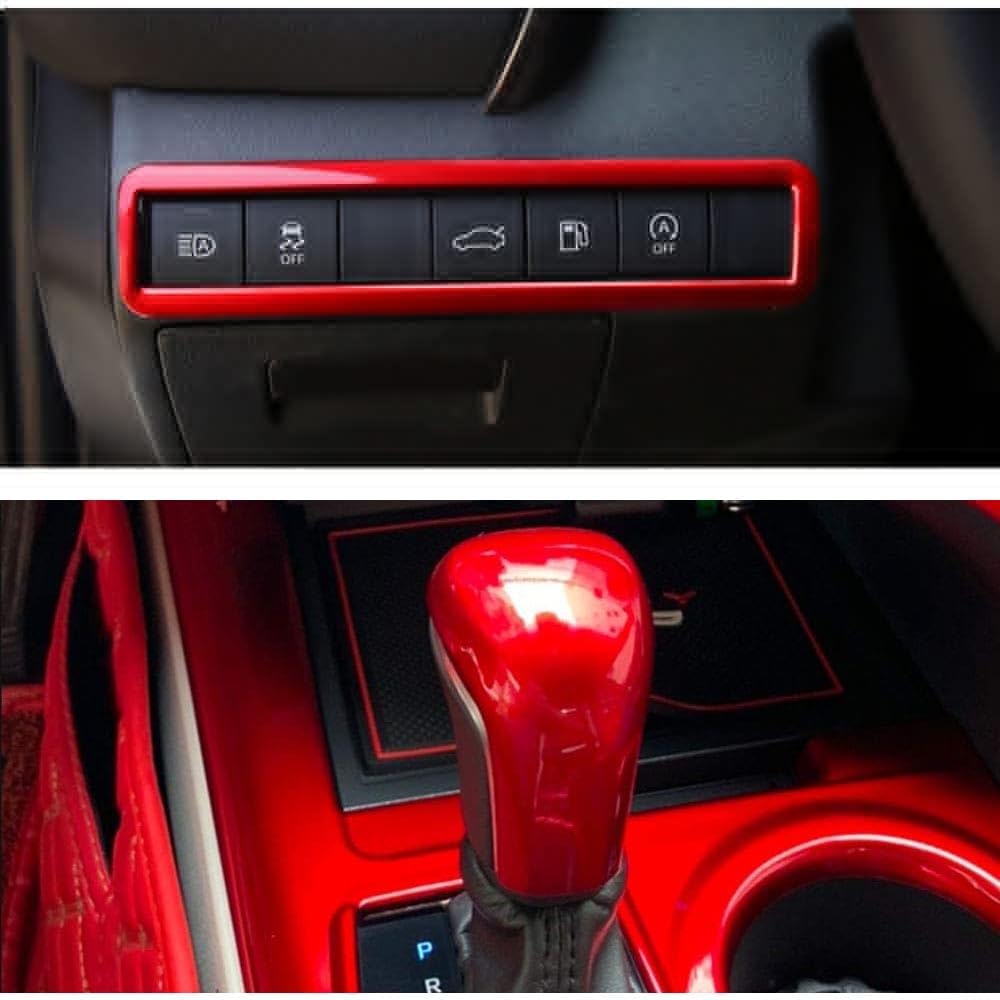 XITER ABS Red Instrument Panel Console Center Frame Decorative Air Outlet Trims Steering Wheel Cover molding Automotive Full set of car interiors For Toyota Camry 2018-2024 (Red)